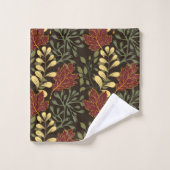 Dark red maple leaves floral pattern バスタオルセット (ウォッシュタオル)