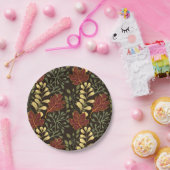 Dark red maple leaves floral pattern ペーパープレート (パーティー)