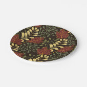 Dark red maple leaves floral pattern ペーパープレート (アングル)