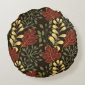 Dark red maple leaves floral pattern ラウンドクッション (裏面)