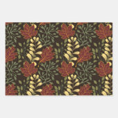 Dark red maple leaves floral pattern ラッピングペーパーシート (正面2)