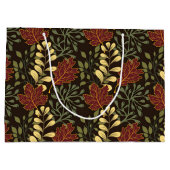 Dark red maple leaves floral pattern ラージペーパーバッグ (裏面)