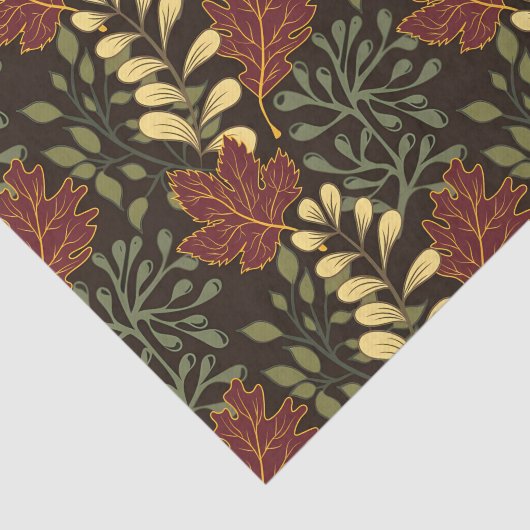 Dark red maple leaves floral pattern 薄葉紙 (詳細)
