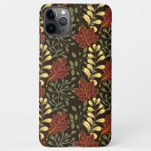 Dark red maple leaves floral pattern iPhoneケース (裏面)
