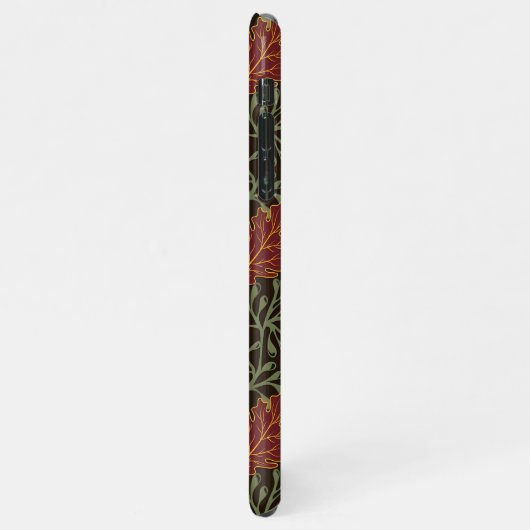 Dark red maple leaves floral pattern iPhoneケース (左側)