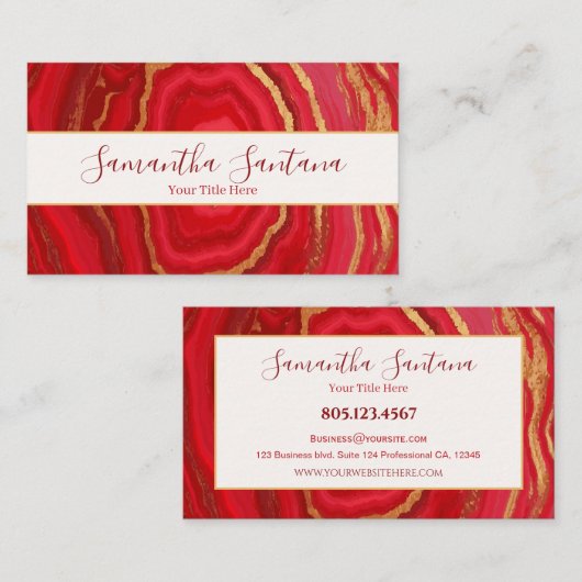 Dark Red Marble With Gold 名刺 (正面/裏面)