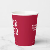 Dark Red Paper Cups Custom Business Logo 8 oz 紙コップ (左)