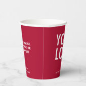 Dark Red Paper Cups Custom Business Logo 8 oz 紙コップ (右)