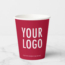 Dark Red Paper Cups Custom Business Logo 8 oz