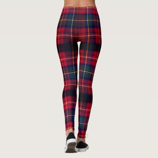 Dark Red Plaid Traditional Square Tartan レギンス (裏面)