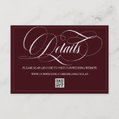 Dark Red Romantic Wedding Details エンクロージャーカード (正面)