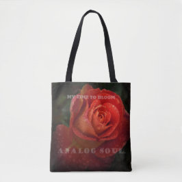 Dark Red Rose Macro Analog Soul Black Tote Bag トートバッグ