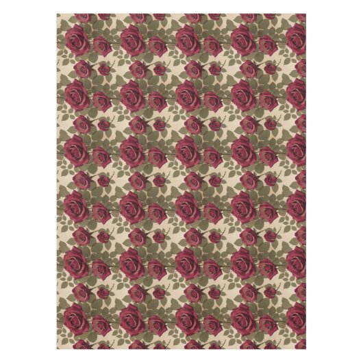 Dark Red Roses With Faded Green Leaves テーブルクロス (正面)