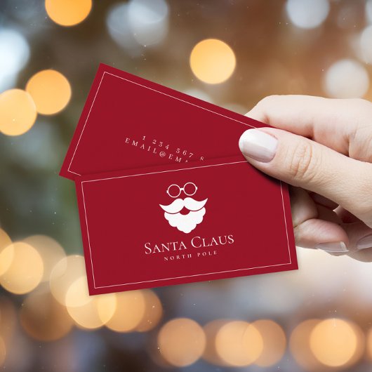Dark Red Santa Claus Logo North Pole Custom 名刺