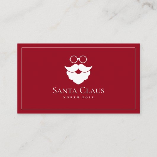 Dark Red Santa Claus Logo North Pole Custom 名刺 (正面)