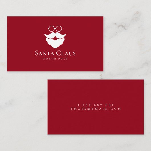 Dark Red Santa Claus Logo North Pole Minimalist 名刺 (正面/裏面)