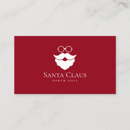Dark Red Santa Claus Logo North Pole Minimalist 名刺 (正面)