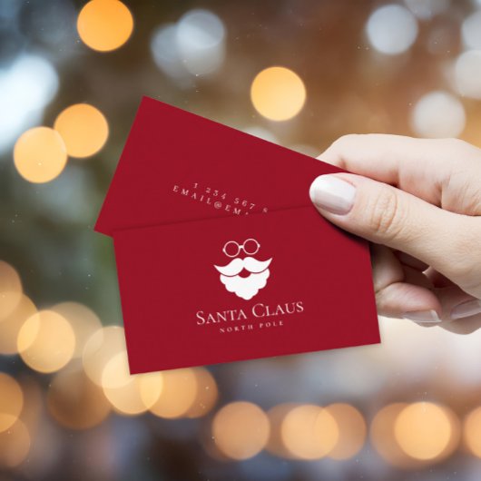 Dark Red Santa Claus Logo North Pole Minimalist 名刺