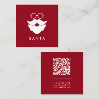 Dark Red Santa Services Minimal Cool Fun QR Code スクエア名刺