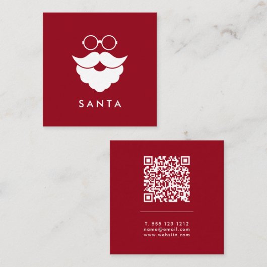 Dark Red Santa Services Minimal Cool Fun QR Code スクエア名刺 (正面/裏面)