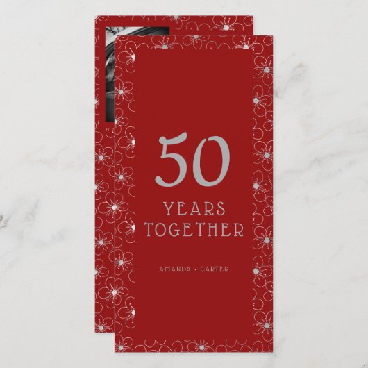 Dark Red Vintage Wedding Anniversary Flowers (正面/裏面)