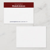 Dark Red White Nameの電話メールのデスクから ノートカード (正面/裏面)