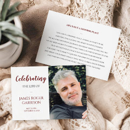 Dark RedCelebration of Life祈りの言葉カードと写真 エンクロージャーカード