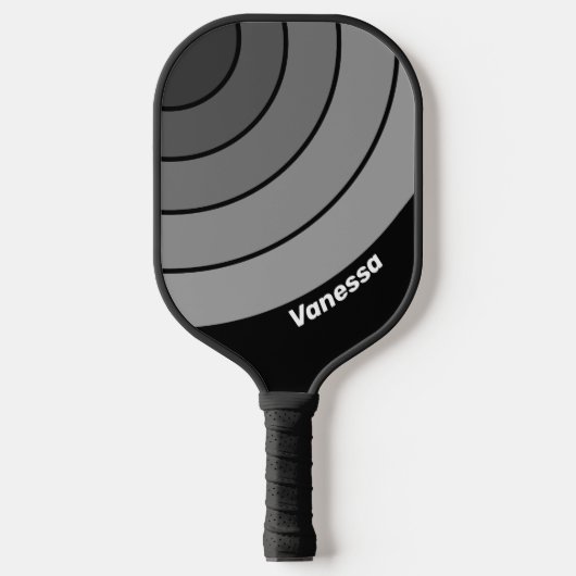 Dark Retro Gradient Circle Rainbow with Name ピックルボールラケット (正面)