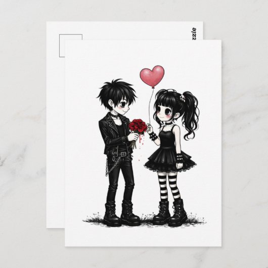 Dark Romance Goth Valentine Postcard ポストカード (正面/裏面)