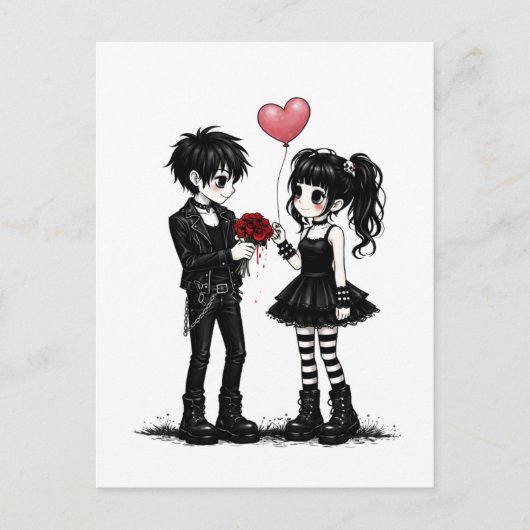 Dark Romance Goth Valentine Postcard ポストカード (正面)