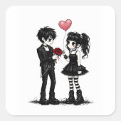 Dark Romance Goth Valentine Sticker スクエアシール (正面)