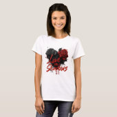 Dark Romance Graphic with Black and Red Roses Tシャツ (正面フル)