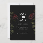 Dark Romance Red Rose Gothic Wedding Save The Date 招待状 (正面)