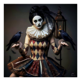  Dark Romantic Crow Motif ポスター