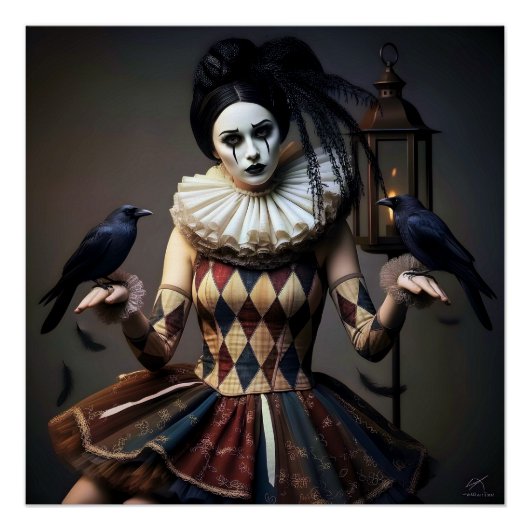  Dark Romantic Crow Motif ポスター (正面)