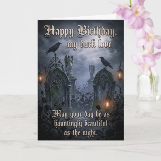 Dark Romantic Eternal Gothic Love Raven Birthday  カード (蘭)