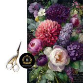 Dark Romantic Floral Bouquet Decoupage 薄葉紙