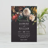 Dark Romantic Floral Dutch Chic QR Code Wedding 招待状 (スタンド正面)