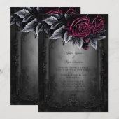Dark Romantic Floral Gothic wedding invitation 招待状 (正面/裏面)