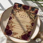 Dark Romantic Floral Wedding 出欠カード