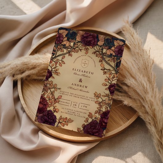 Dark Romantic Floral Wedding 招待状