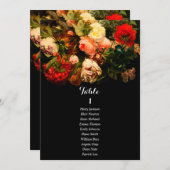 Dark romantic floral wedding seating chart card 招待状 (正面/裏面)