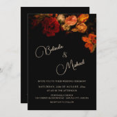 Dark Romantic Flowers | Photo Wedding 招待状 (正面/裏面)