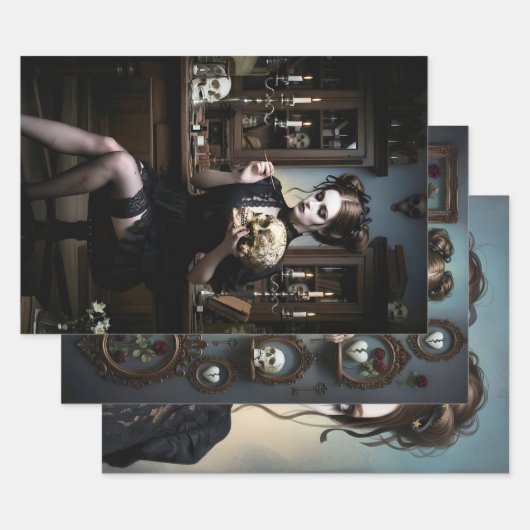 Dark Romantic Gothic Design ラッピングペーパーシート (セット)