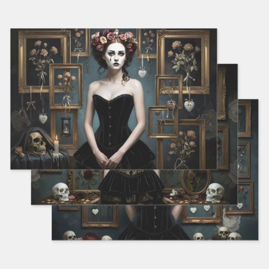 Dark Romantic Gothic Design ラッピングペーパーシート (セット)