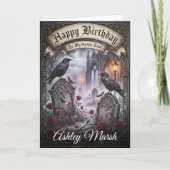 Dark Romantic Gothic Raven Lovers Birthday カード (正面)