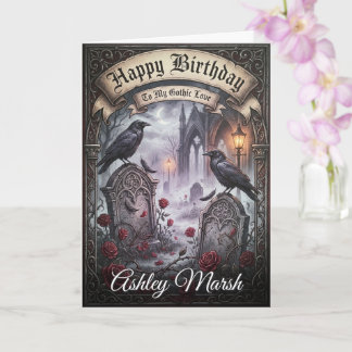 Dark Romantic Gothic Raven Lovers Birthday カード