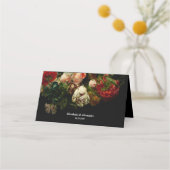Dark romantic moody elegant floral flowers wedding プレイスカード (裏面)