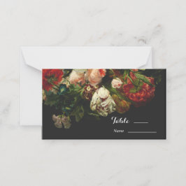 Dark romantic moody elegant floral flowers wedding プレイスカード