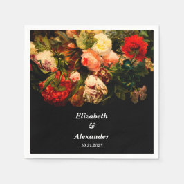 Dark romantic moody elegant floral wedding スタンダードカクテルナプキン